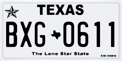 TX license plate BXG0611