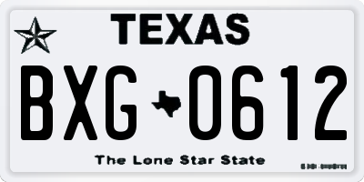 TX license plate BXG0612