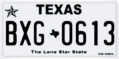 TX license plate BXG0613