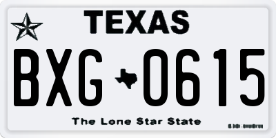 TX license plate BXG0615