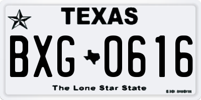 TX license plate BXG0616