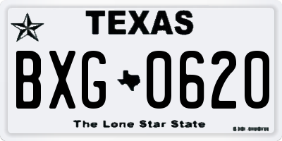 TX license plate BXG0620