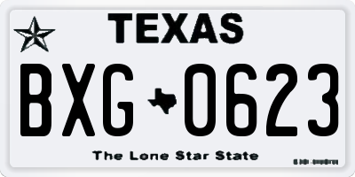 TX license plate BXG0623