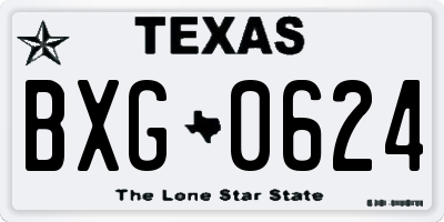 TX license plate BXG0624