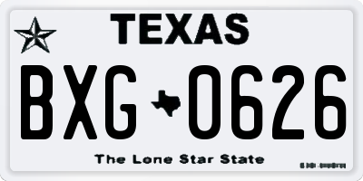TX license plate BXG0626