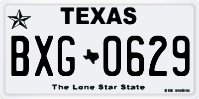 TX license plate BXG0629