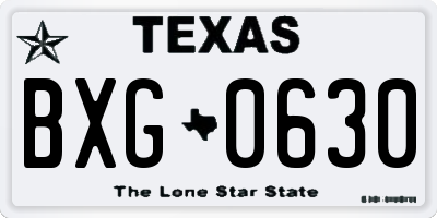 TX license plate BXG0630