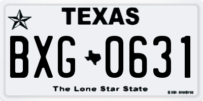 TX license plate BXG0631