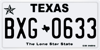 TX license plate BXG0633