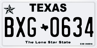 TX license plate BXG0634