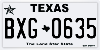 TX license plate BXG0635