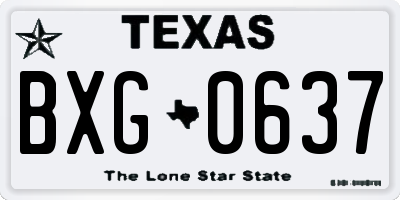 TX license plate BXG0637