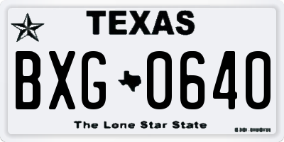 TX license plate BXG0640