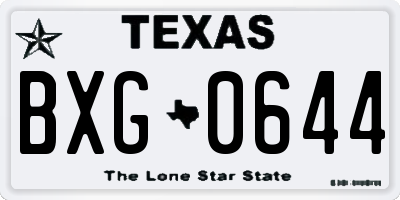 TX license plate BXG0644