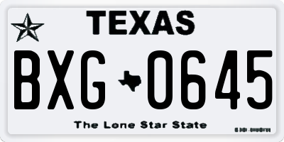 TX license plate BXG0645