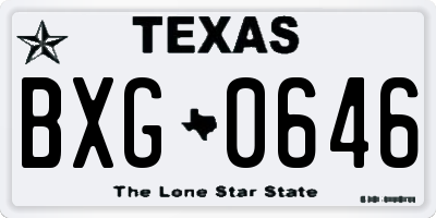 TX license plate BXG0646