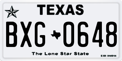 TX license plate BXG0648