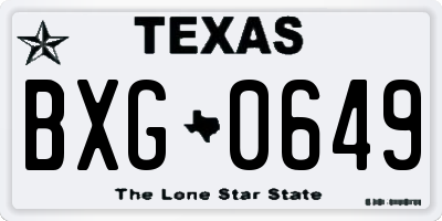 TX license plate BXG0649
