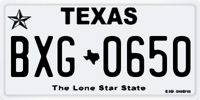 TX license plate BXG0650