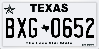 TX license plate BXG0652