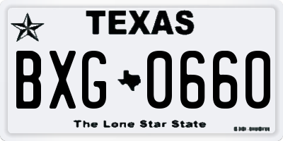 TX license plate BXG0660
