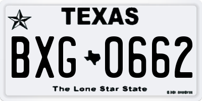 TX license plate BXG0662