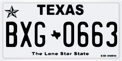TX license plate BXG0663