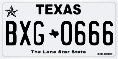 TX license plate BXG0666