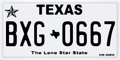 TX license plate BXG0667
