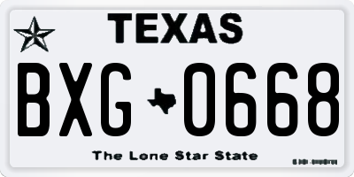 TX license plate BXG0668