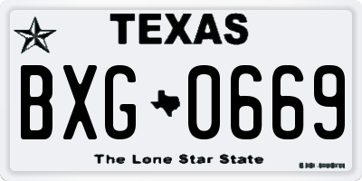 TX license plate BXG0669