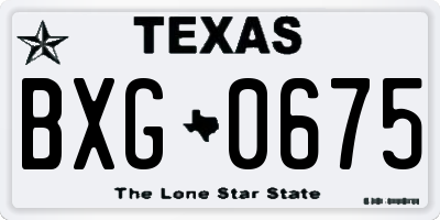 TX license plate BXG0675