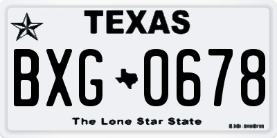 TX license plate BXG0678
