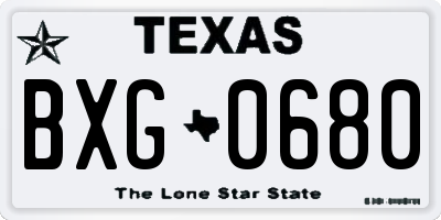 TX license plate BXG0680