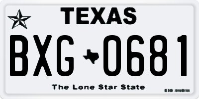 TX license plate BXG0681