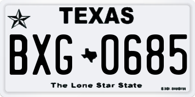 TX license plate BXG0685
