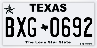 TX license plate BXG0692