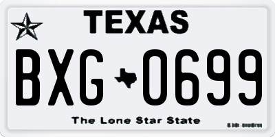 TX license plate BXG0699