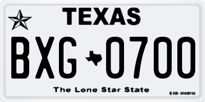 TX license plate BXG0700