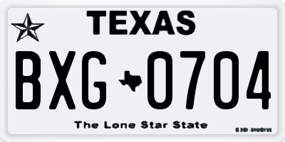 TX license plate BXG0704