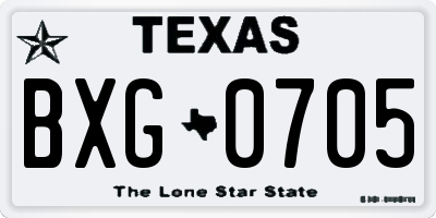 TX license plate BXG0705