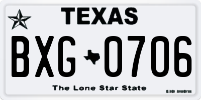 TX license plate BXG0706