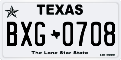 TX license plate BXG0708
