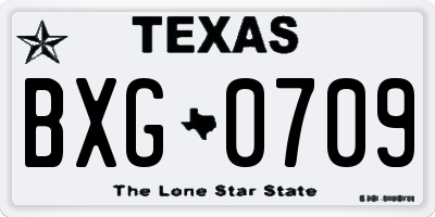 TX license plate BXG0709
