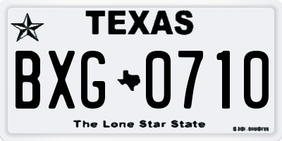 TX license plate BXG0710