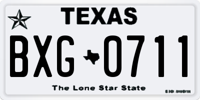 TX license plate BXG0711