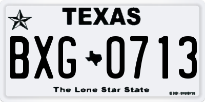 TX license plate BXG0713
