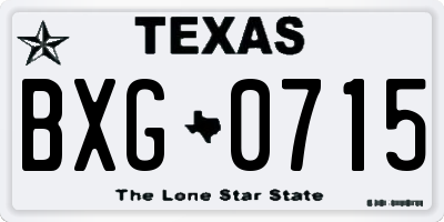 TX license plate BXG0715