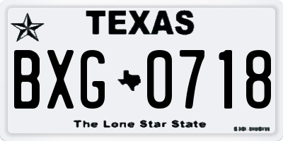 TX license plate BXG0718