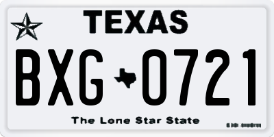 TX license plate BXG0721